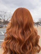 Burnished Copper Long Layered Waves For A Sunlit Glow